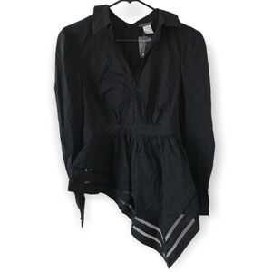 3/$15 Venus black long sleeve asymmetrical top